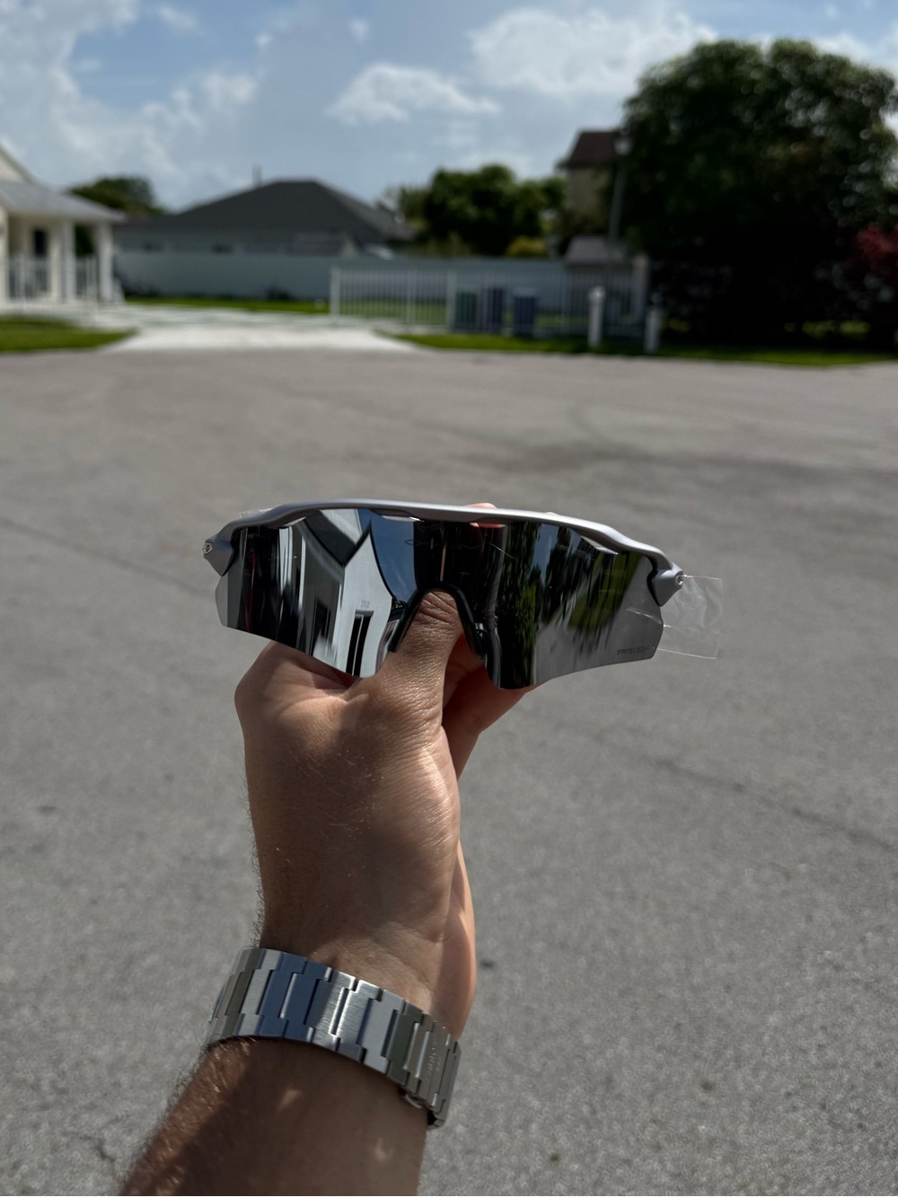 Oakley silver frame -chrome lens Protective Sunglasses Set